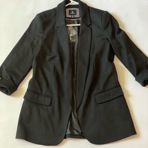 Jules and leopard black blazer black pearl button